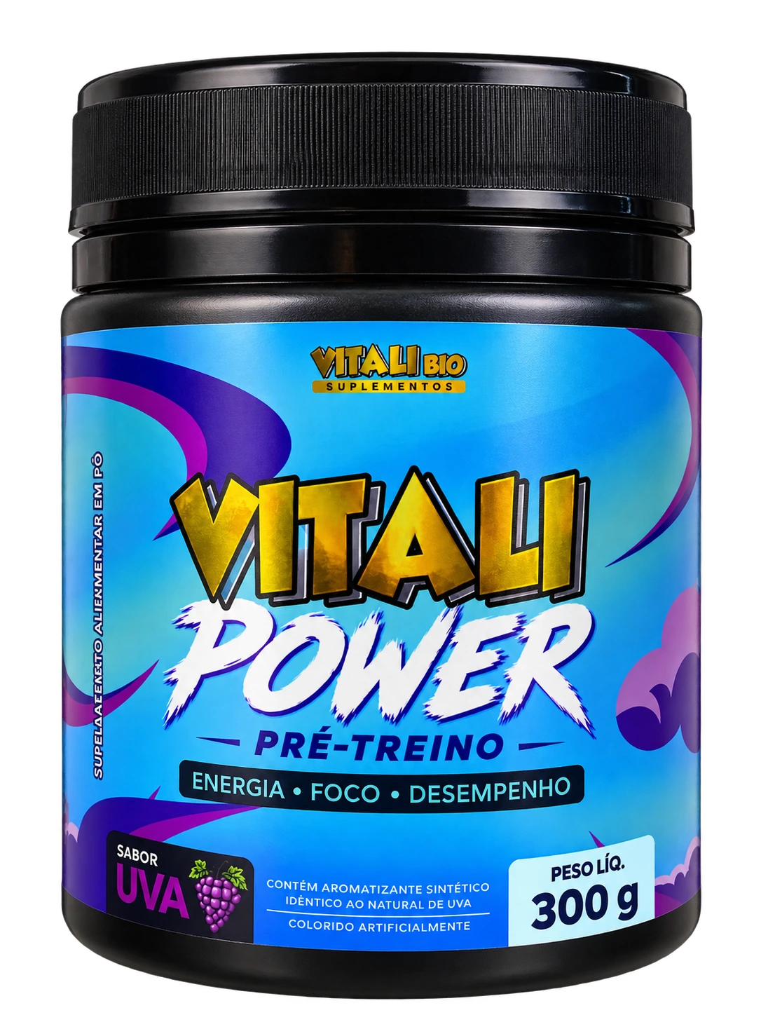 Vitali Power Pré-Treino 300 g, sabor Uva
